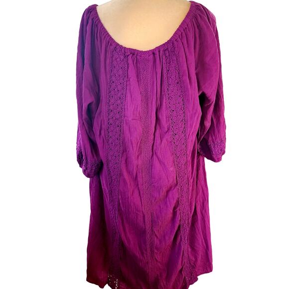 Lane Bryant Purple Wide Neck Lace Accents Dress Plus Size 22/24 - Picture 3 of 5